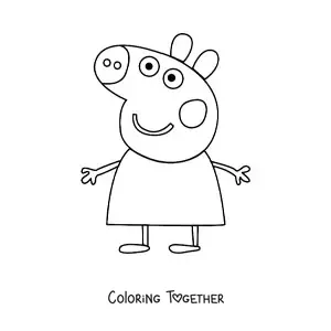 Coloring page of a smiling Peppa Pig
