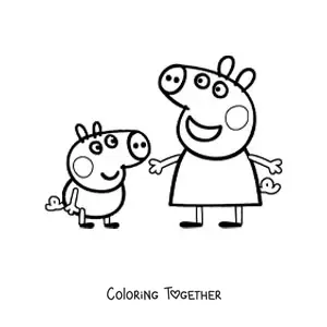 Coloring page of Peppa with George