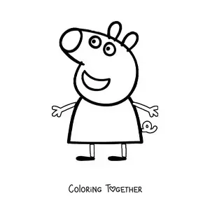 Coloring page of a smiling Peppa