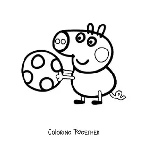 Coloring page of George playing with a ball