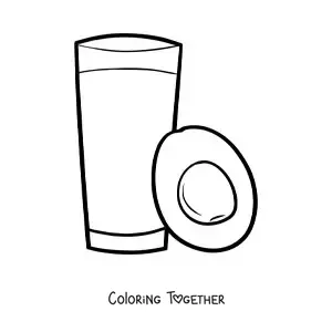 Coloring page of a full glass next to an avocado
