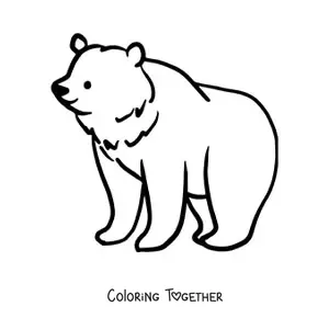 Coloring page of a bear on all fours