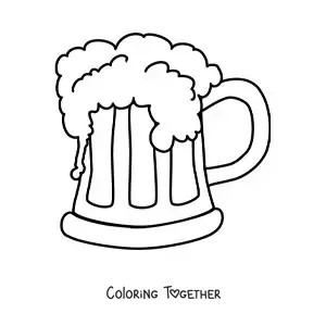 Coloring page of a glass full of foamy beer