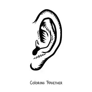 Coloring page of a human ear