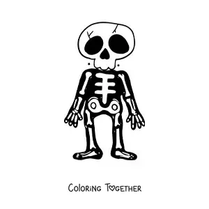 Coloring page of a Halloween skeleton costume