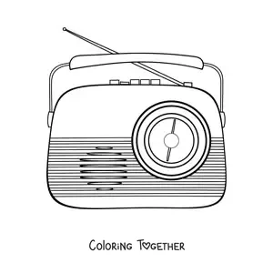 Coloring page of an antique radio with an antenna