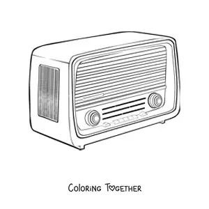 Coloring page of a vintage radio without an antenna