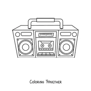 Coloring page of a cassette radio with big speakers