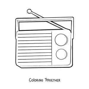 Coloring page of a small portable radio with an antenna