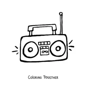 Coloring page of a portable radio recorder with an antenna