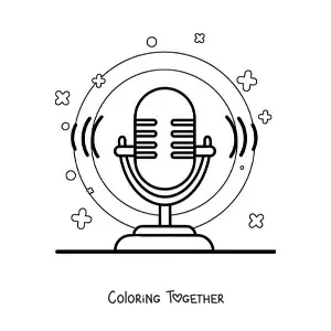Coloring page of an old-fashioned radio microphone