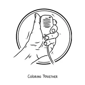 Coloring page of a hand holding a microphone with a speaker for the military