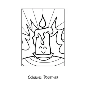 Coloring page of an animated candle