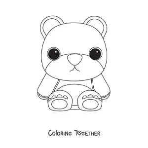 Coloring page of a teddy bear with big eyes