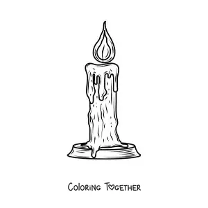 Coloring page of a realistic melting candle