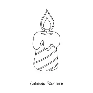 Coloring page of a striped birthday candle