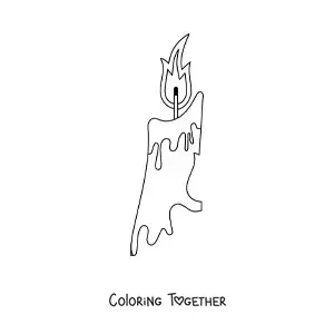 Coloring page of a melting candle