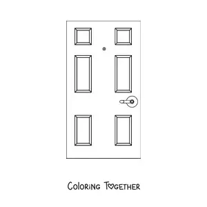 Coloring page of a closed door