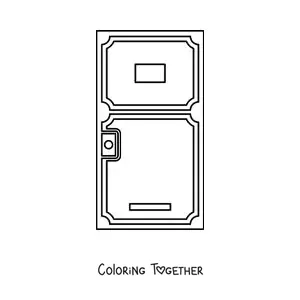 Coloring page of a simple wooden door