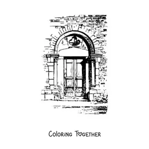 Coloring page of a realistic door