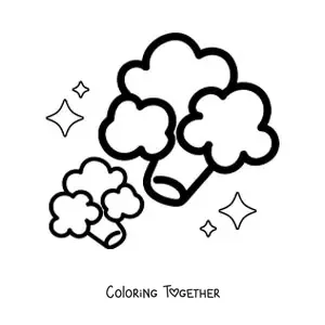 Coloring page of two broccoli florets