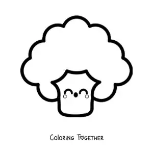 Coloring page of a kawaii broccoli