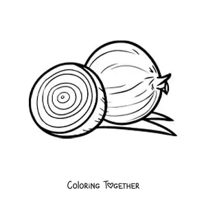 Coloring page of one onion and half of another