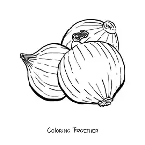 Coloring page of 3 onions