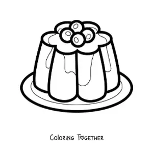 Coloring page of a jelly with blueberries