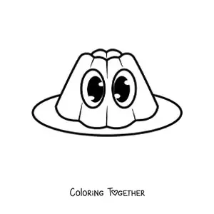 Coloring page of a kawaii jelly with big eyes