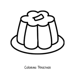 Coloring page of a simple jelly on a plate