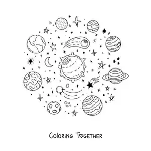 Coloring page of elements of the Solar System