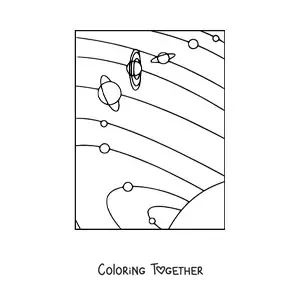 Coloring page of the Solar System with Pluto
