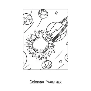 Coloring page of planets orbiting the Sun