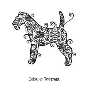 Coloring page of a dog mandala