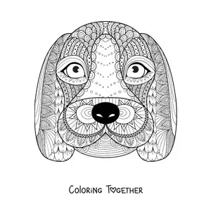 Coloring page of a mandala of a dog's face