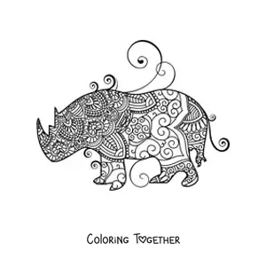 Coloring page of a rhinoceros mandala