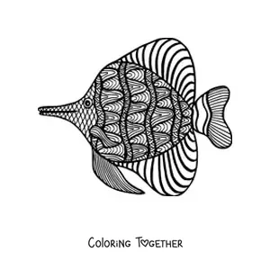 Coloring page of a fish mandala