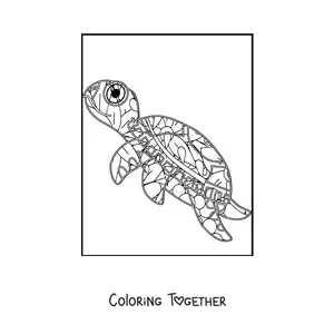 Coloring page of a turtle mandala