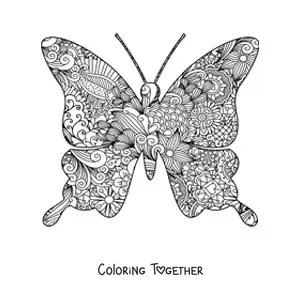 Coloring page of a butterfly mandala