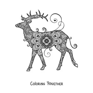 Coloring page of a deer mandala