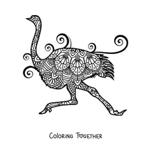 Coloring page of an ostrich mandala