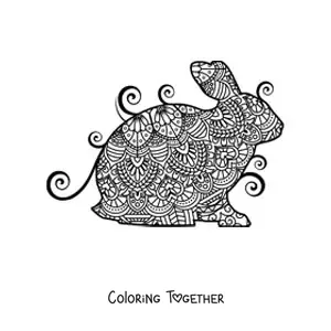 Coloring page of a rabbit mandala