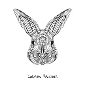 Coloring page of a difficult rabbit mandala