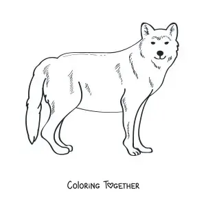 Coloring page of a wild wolf