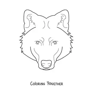Coloring page of a wild wolf head