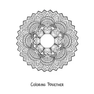 Coloring page of a hard floral mandala