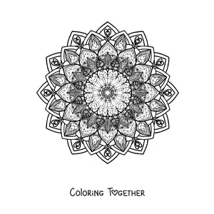 Coloring page of a hard floral mandala
