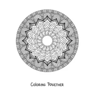 Coloring page of a hard floral mandala