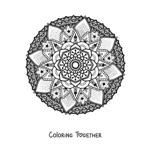 Coloring page of a hard floral mandala